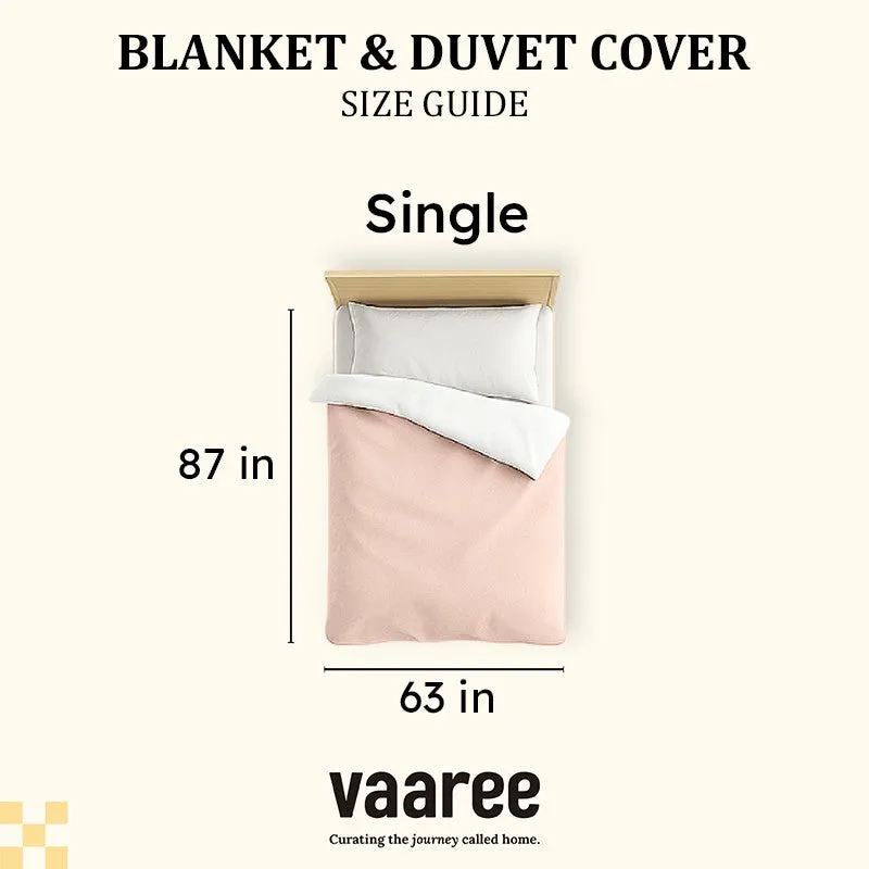 Single-size blanket dimensions shown in a bedroom illustration