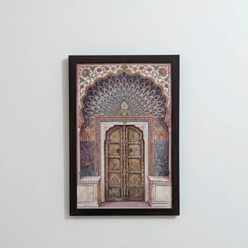 Mughal Inspired Arch Wall Painting With Frame - Set Of Two media 6