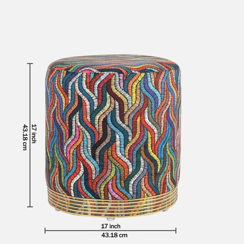 Ripple Abstract Velvet Pouffe - Multicolor media 7