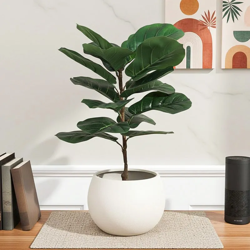 Leafique Artificial Fiddle Leaf Plant With Black Fiber Pot - 1.4 Feet media 1