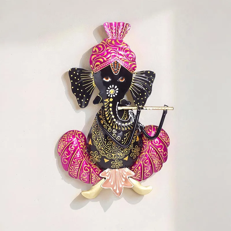 Ganesh Handcrafted Iron Wall Accent - Pink media 1
