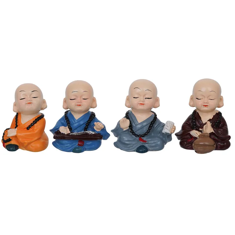 Baby Monk Play Showpiece - Set Of Four media 3