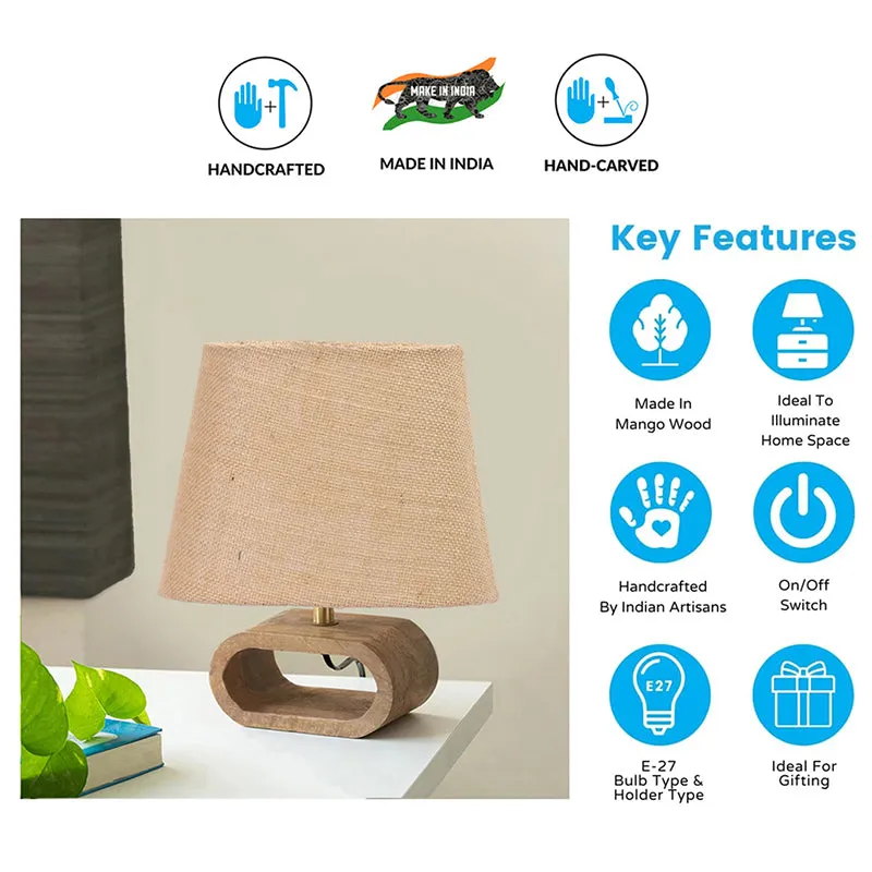 Ajna Wooden Table Lamp - Beige,Brown media 5