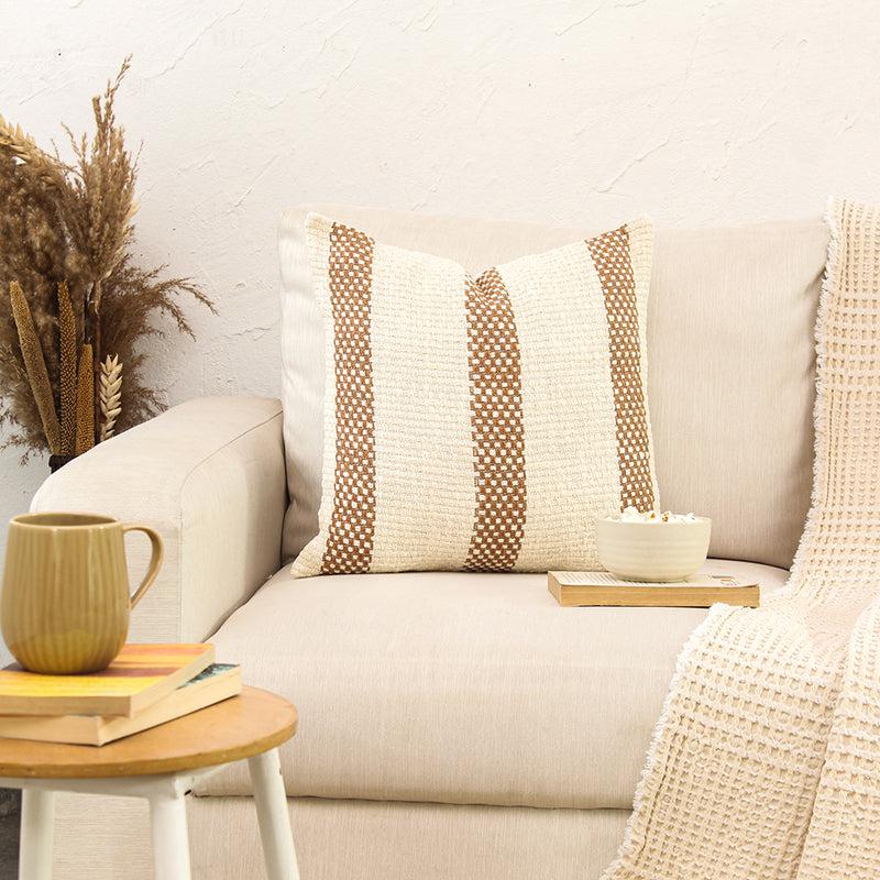 Shivalik Striped Cushion Cover (Brown) - Set Of Two