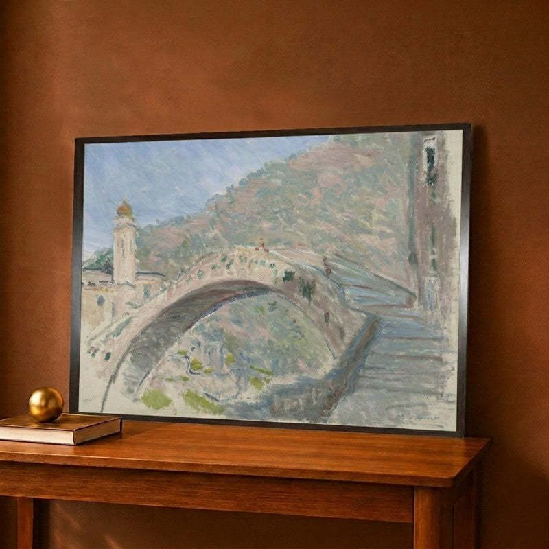 Bridge at Dolceacqua Canvas Wall Painting - 12 x 9 Inches