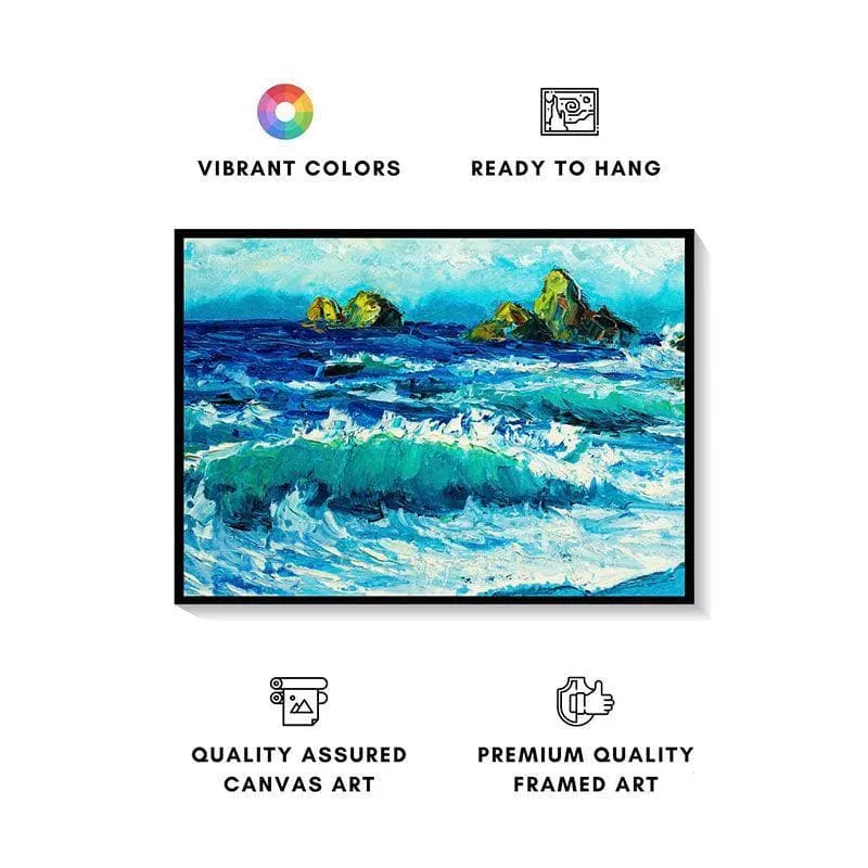 Seawave Canvas Painting - Black Frame media 4