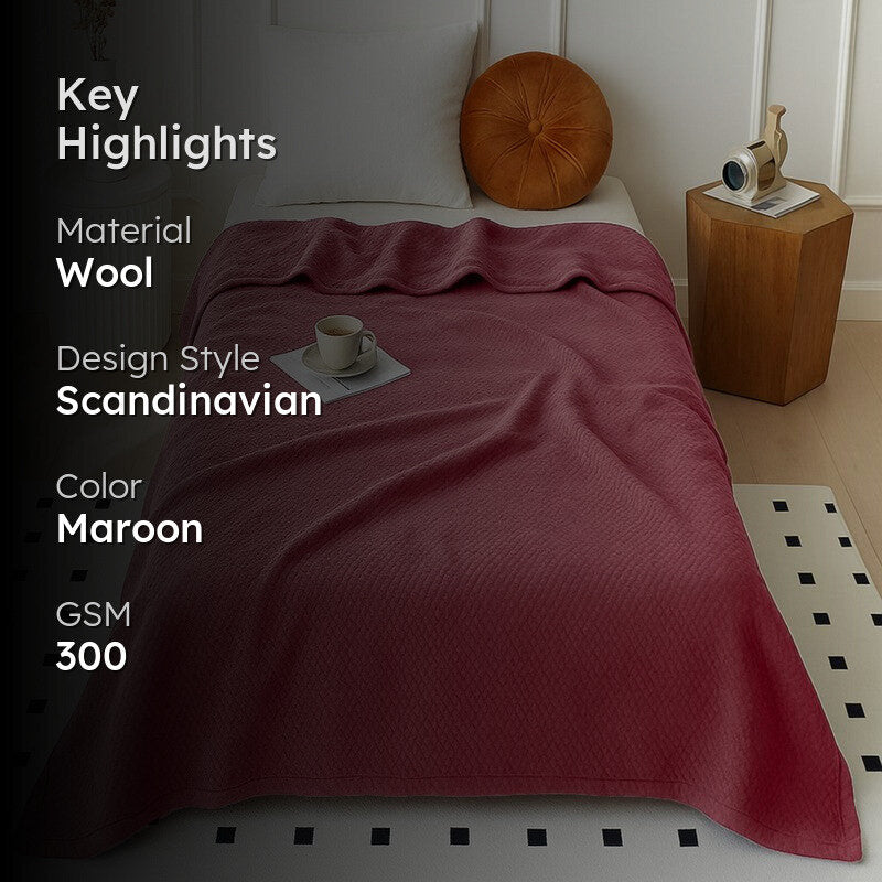 Solida Wool Blankets (Maroon) - 300 GSM media 2