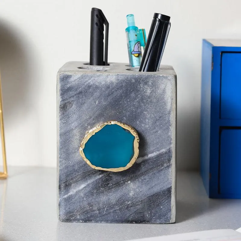 Neiro Marble & Agate Stationary Holder - Green media 3