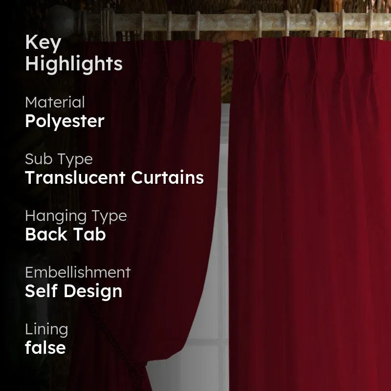 Esme Triple Pinch Pleat Medium Width Curtain - Burgundy media 2