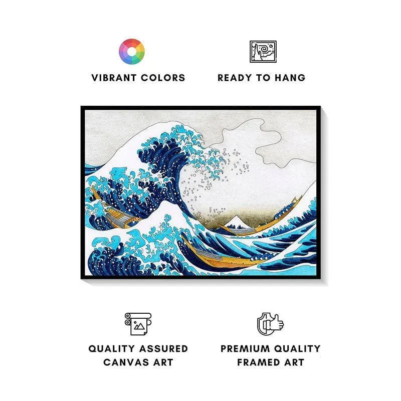 Great Waves Canvas Painting - Black Frame media 4