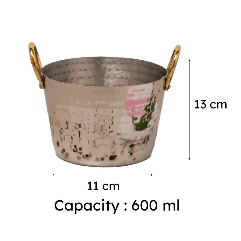Vintage Allure Hammered Round Serving Pot - 600 ML media 6