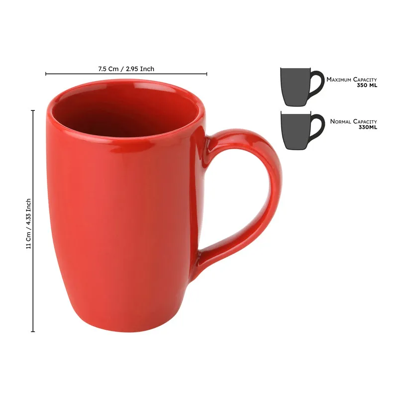 Kopi Ceramic Coffee Mug (Red/350 mL Each) - Set Of Four media 8