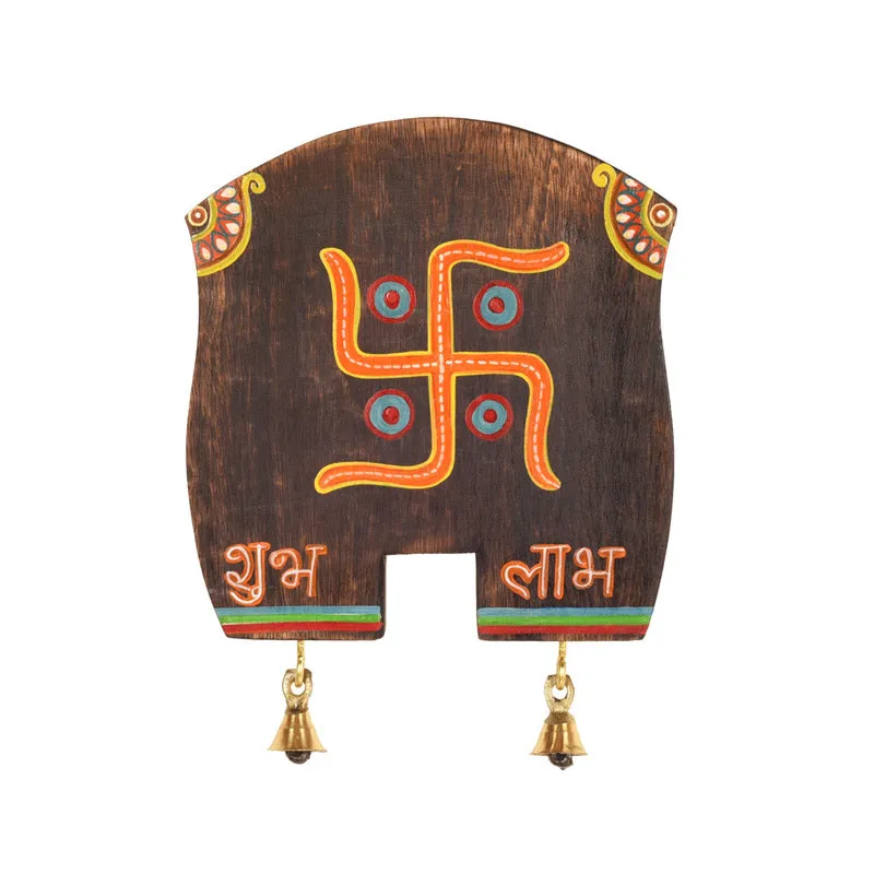 Swastika Mangal Handcrafted Wooden Wall Accent media 3
