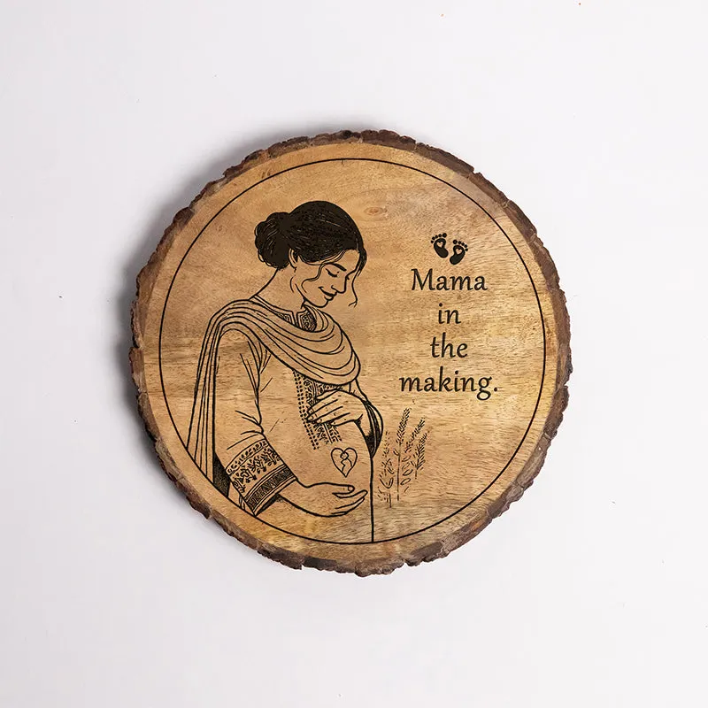 Mama In The Making Wood Showpiece - Round media 5