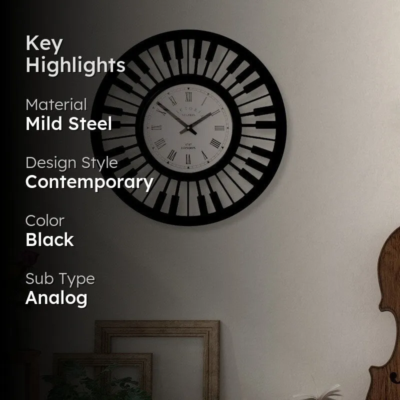 Pianorhythm Steel Analog Wall Clock - Black media 2