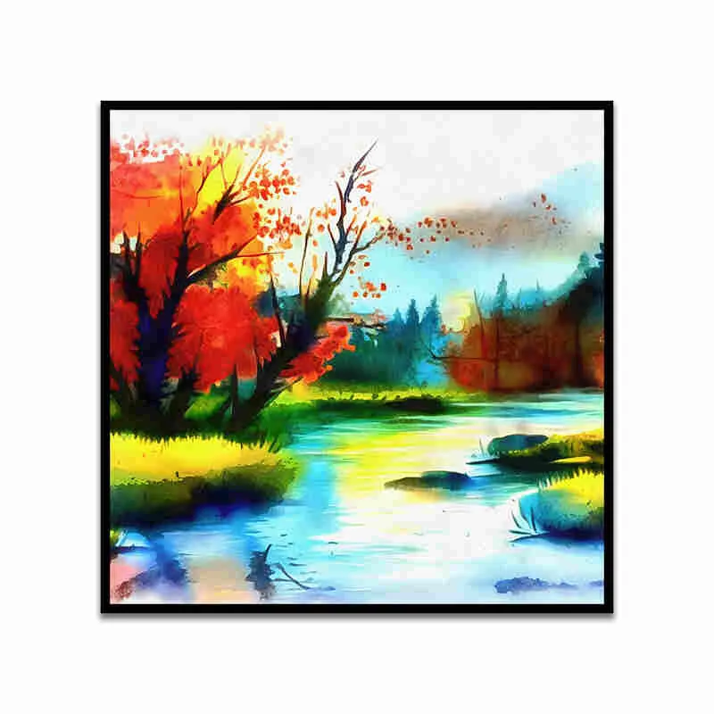 Psych Landscape Canvas Wall Art With Frame media 4