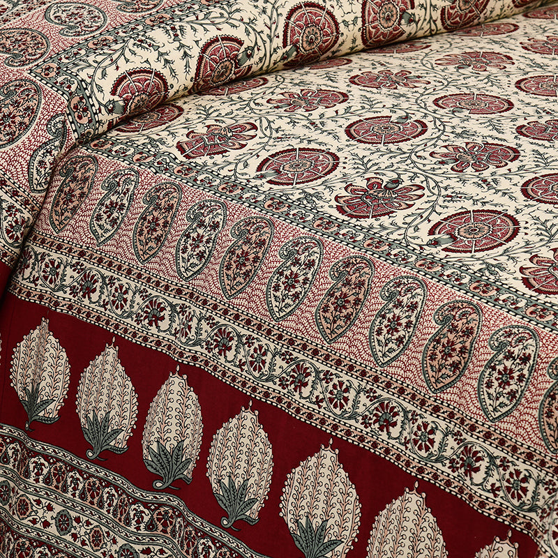 Ayati Ethnic Cotton Bedsheet (Maroon) - 160 TC media 3