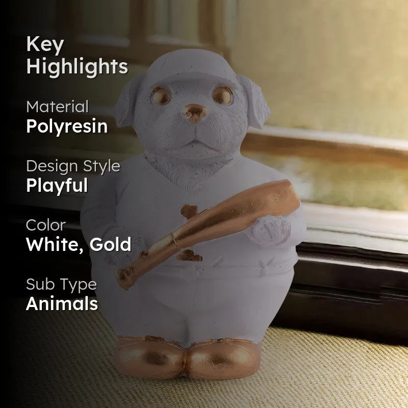 Slugger Pup Painted Polyresin Showpiece - White media 2