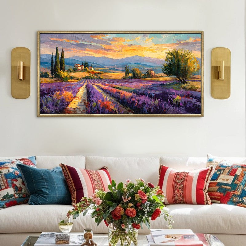 Purple Rows Canvas Wall Painting With Frame