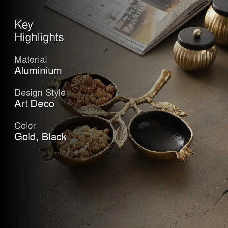 Pomegranate Shine Aluminum Platter - Black & Gold media 2