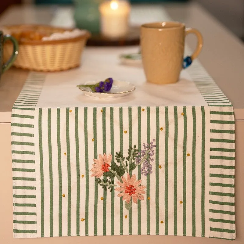 Meadow Stripe Cotton Table Runner media 5