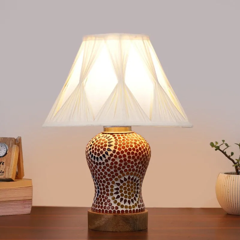 Aranya Smocked Wooden Table Lamp - Multicolor media 3
