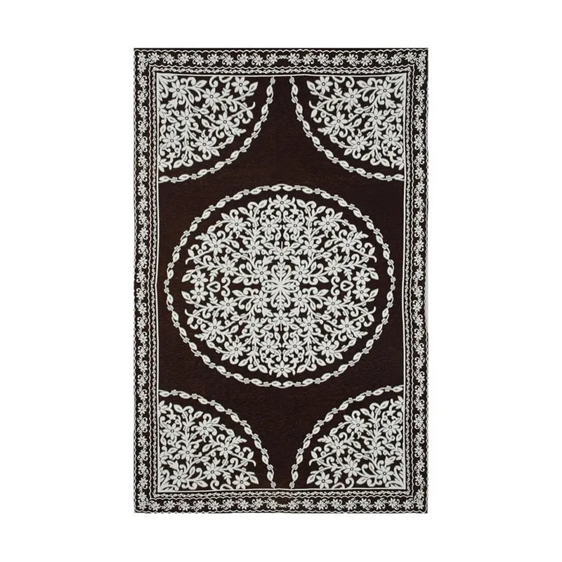 Petal Bliss Cotton Chenille Table Cover - Brown - 3