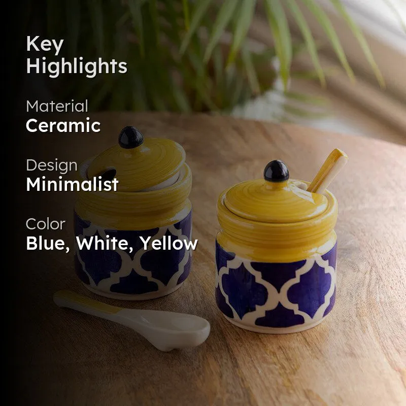 Moroccan Mile Handpainted Ceramic Jar (280 ML) - Four Piece Set media 2