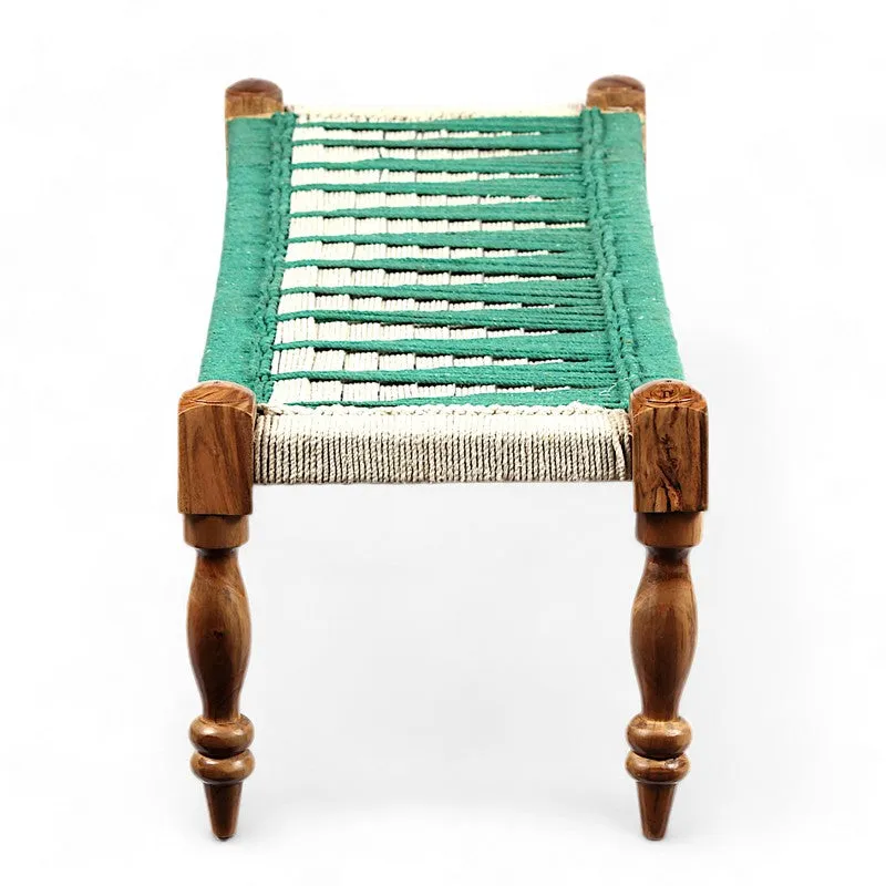 Brevon Sheesham Wooden Bench - Green,White media 4