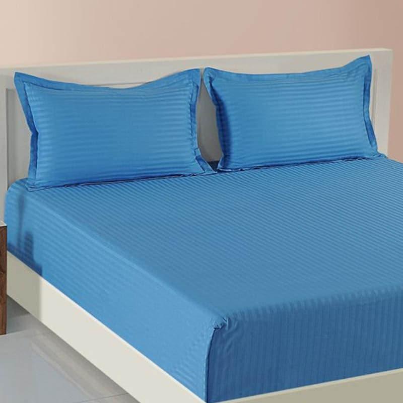 Swayam Stripe Serenade Cotton Bedsheet (Blue) - 400 TC media 3