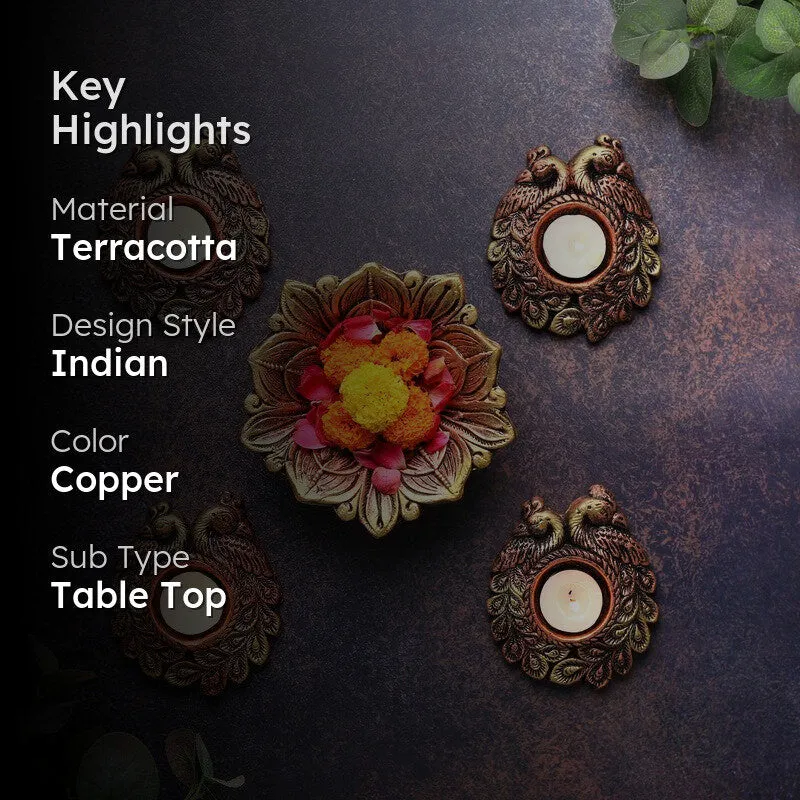 Couple Peacock Tea Light Holder - Set Of Four media 2