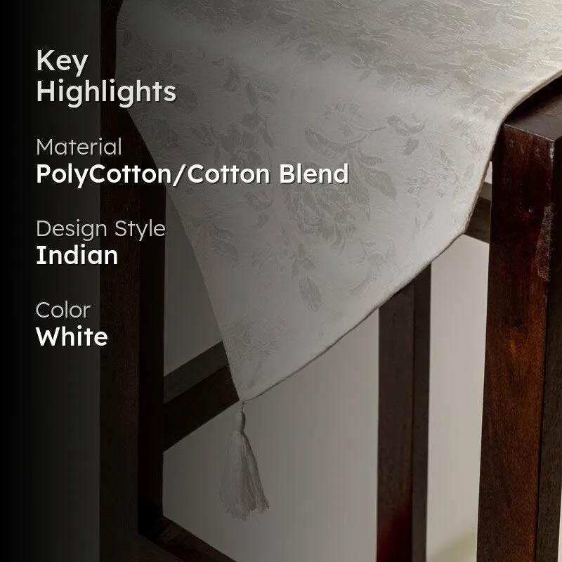 Italian Rose Jacquard Table Runner- White media 2