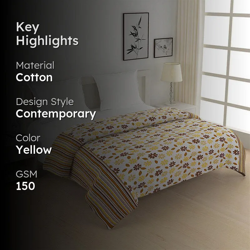 Swayam Smera Floral Cotton Comforter (Brown & Yellow) - 150 GSM media 2