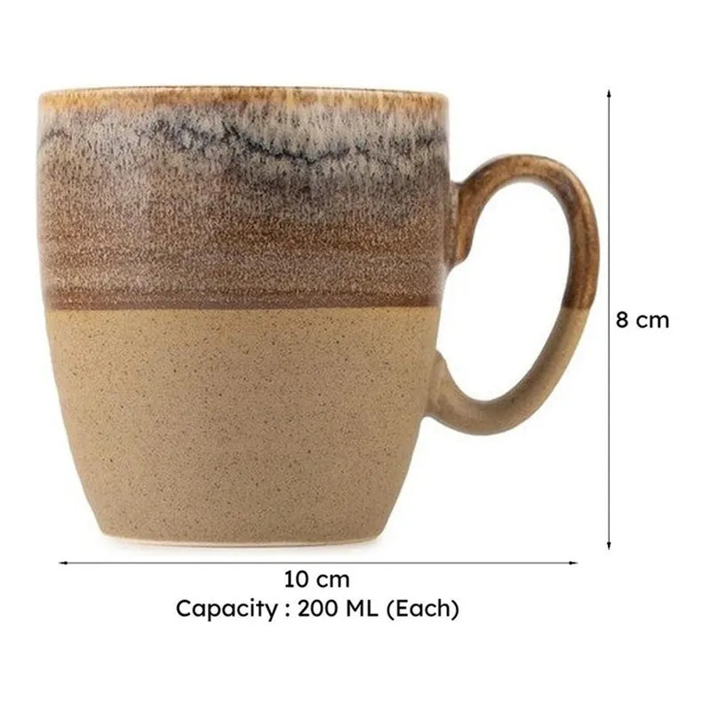 Elowen Porcelain Tea Cup (200 mL Each,Brown) - Set Of Six media 9