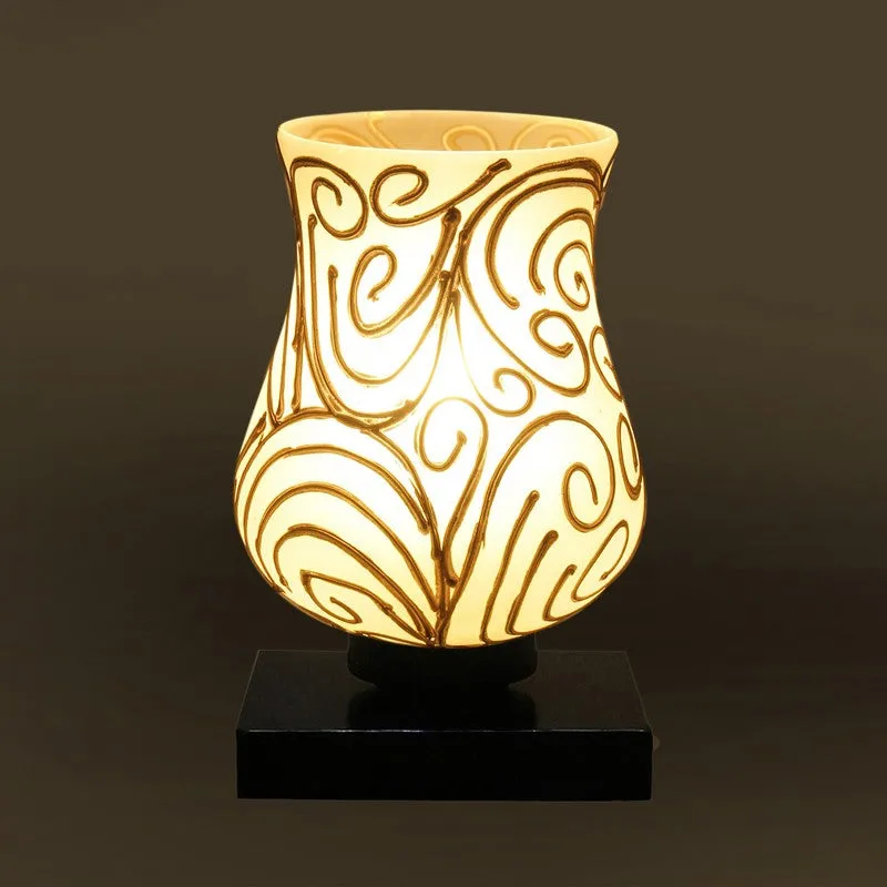 Orelis Mosaic Glass Table Lamp - White & Gold media 8
