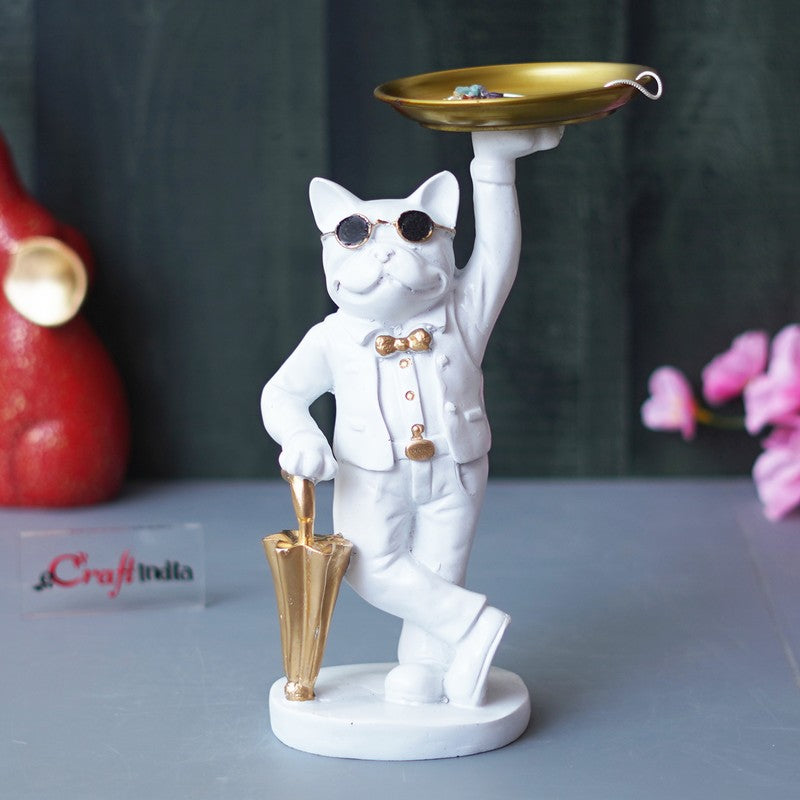 Dapper Cat Showpiece - White