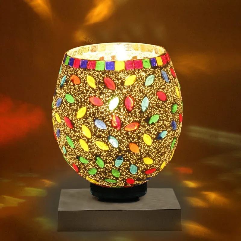 Glimara Mosaic Glass Table Lamp With Wooden Base - Multicolor media 8