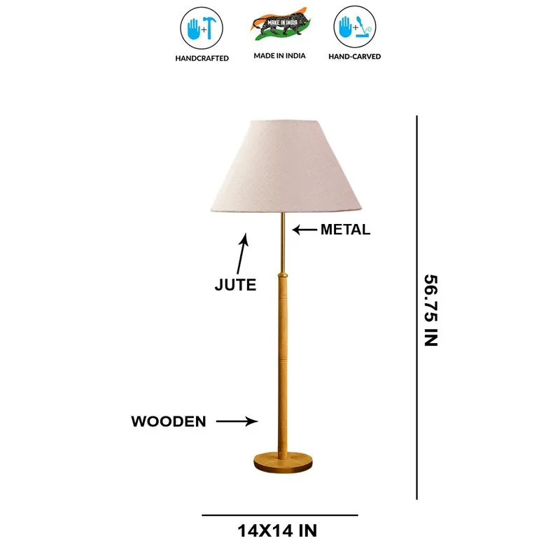 Earth Tone Wooden Floor Lamp - Beige media 8