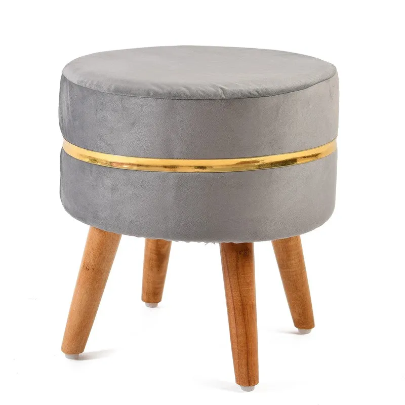 Classic Solid Velvet Ottoman - Grey media 3