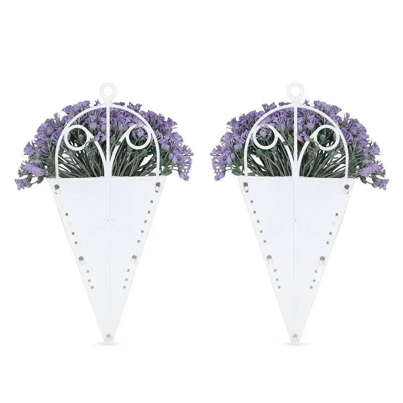 Artificial Flowers (Purple) with Pot - Set Of Two media 4