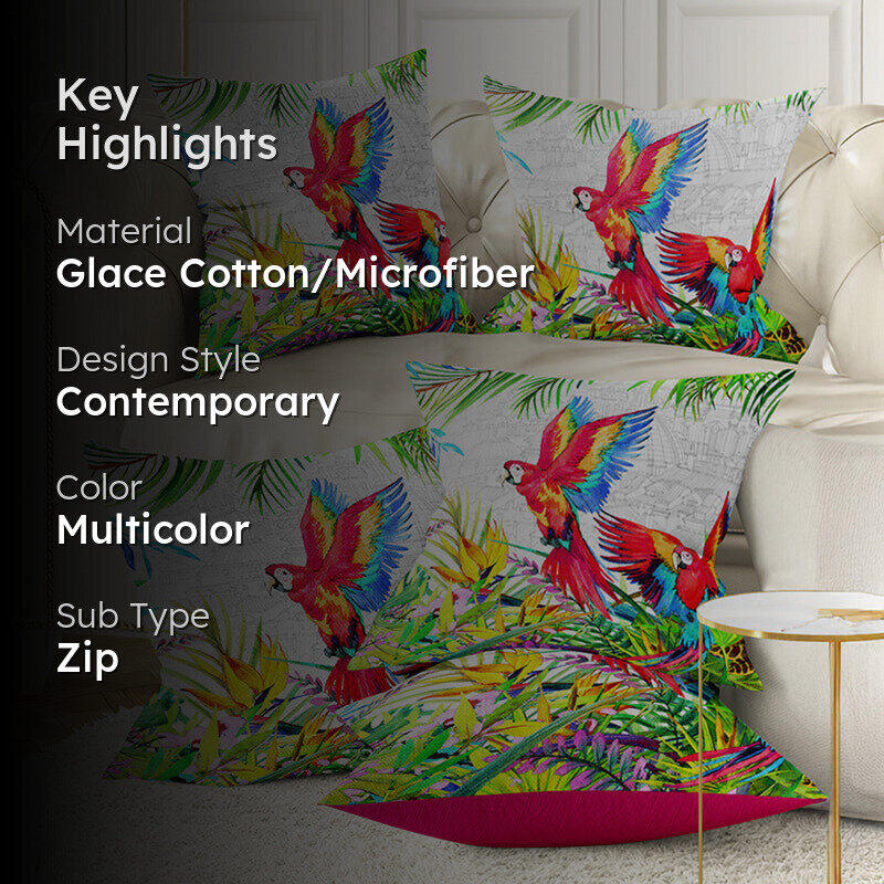 Colours Of Tropics Printed Cushion Cover Set - Set Of Four media 2