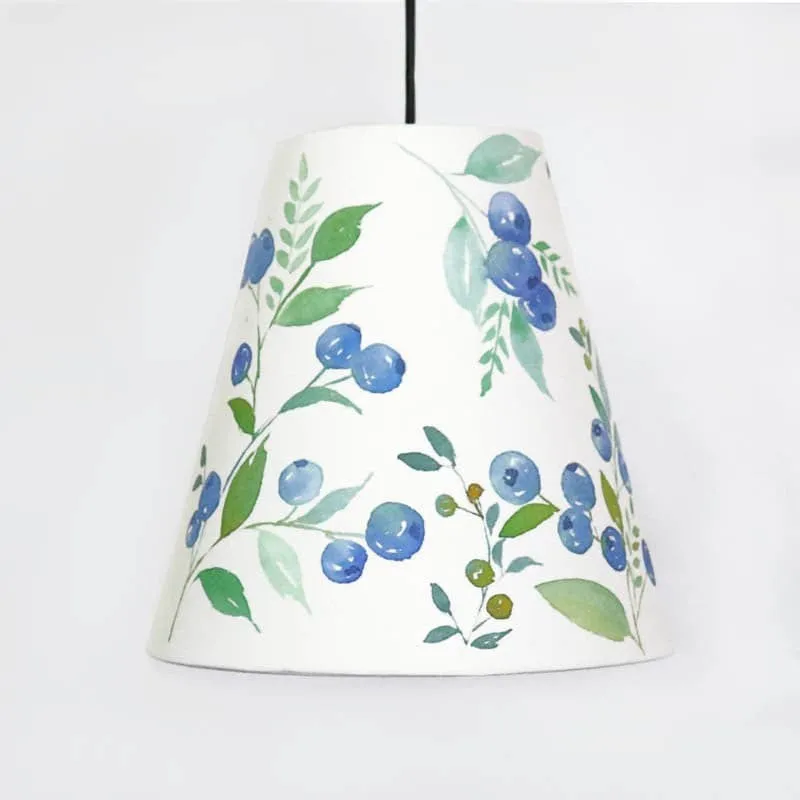 Blue Berry Blace Handpainted Fabric Ceiling Lamp media 4