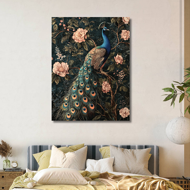 Noir Peacock Wall Painting