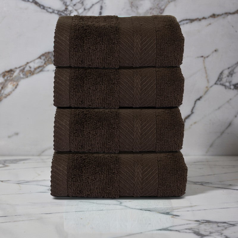 PlushAura Cotton Face Towel (Dark Brown) - Set Of Four media 3