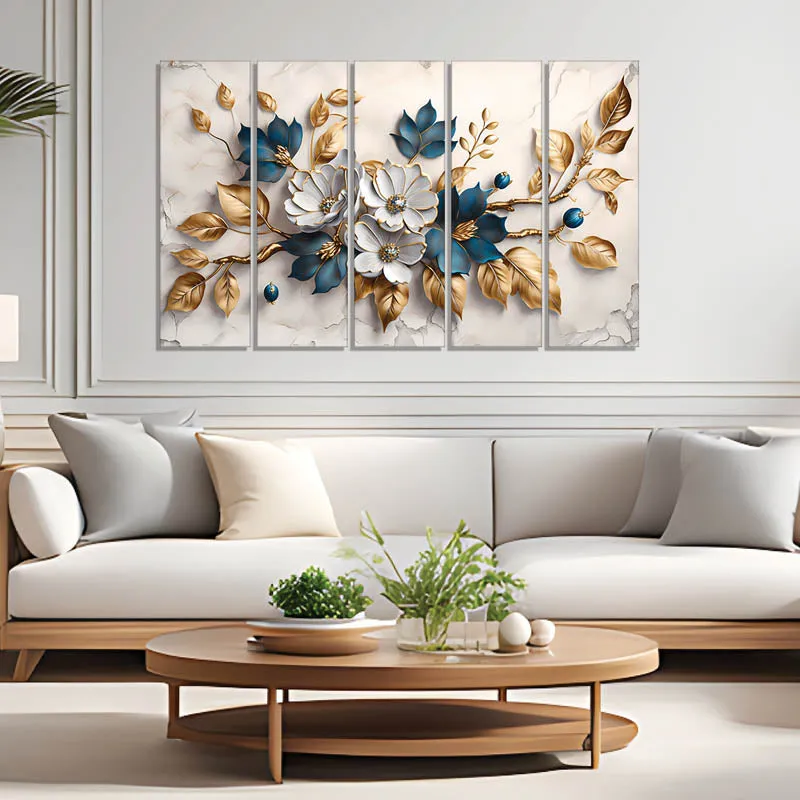 Abbla Flora Canvas Wall Painting - Set Of Five media 3
