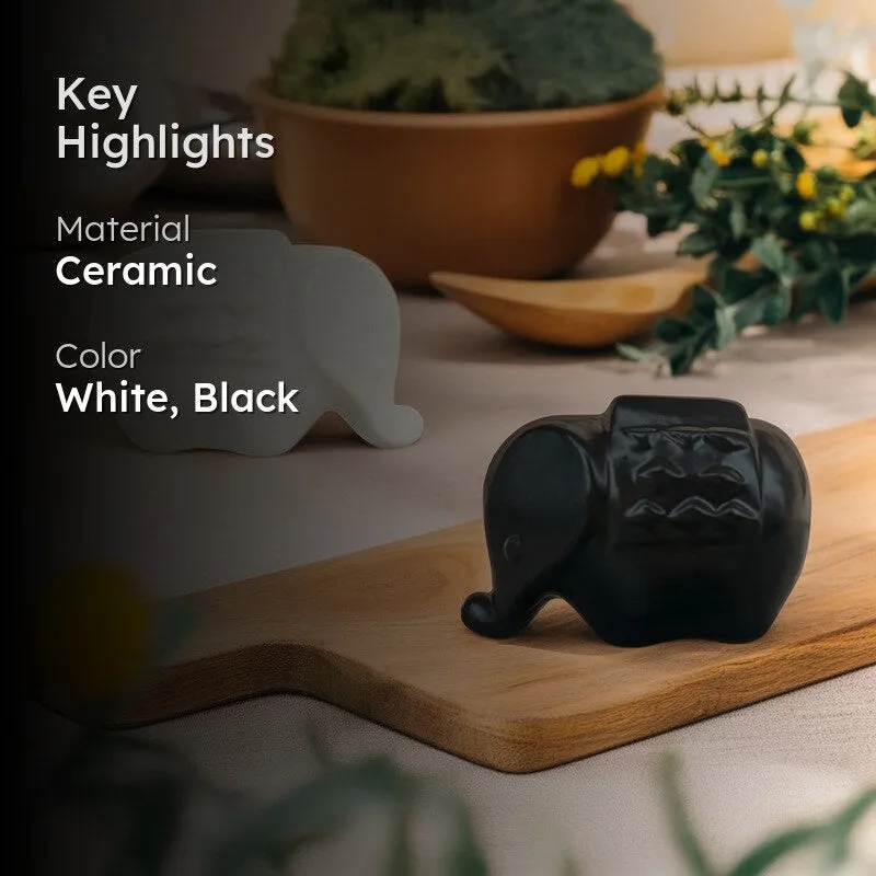 Dual Elephant Ceramic Salt & Pepper Bottles - Set Of Two media 2