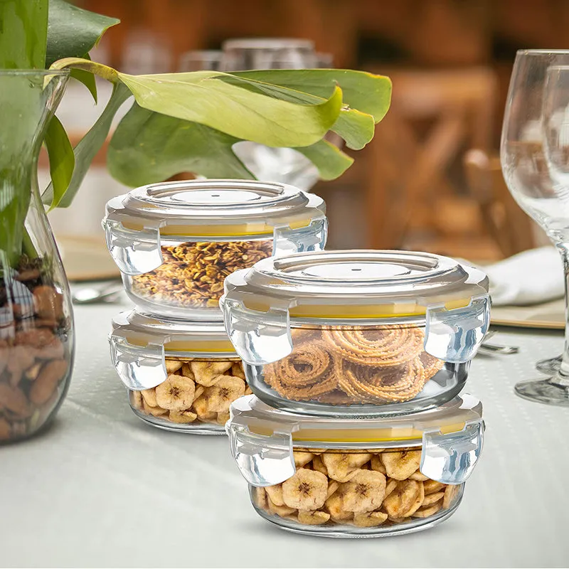 Bergner Glass Guard Airtight Glass Tiffin Box (Yellow/400 mL) - Set Of Four media 1
