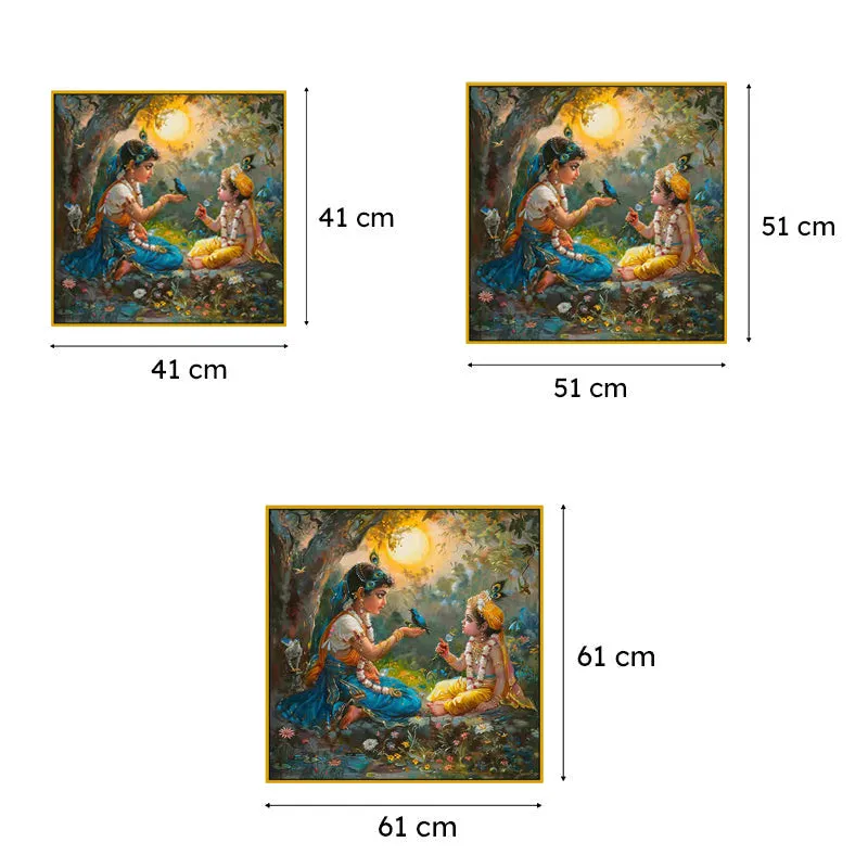 Krishna - Yashodha Canvas Wall Art With Frame media 6