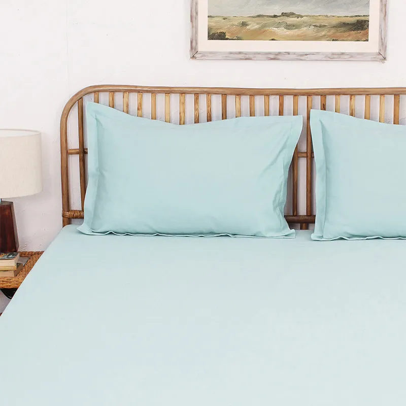 Blanqa Solid Cotton Bedsheet (Light Blue) - 400 TC media 3