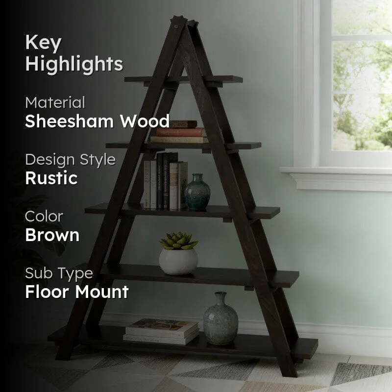 Uverox Sheesham Wooden Wall & Book Shelve - Black media 2